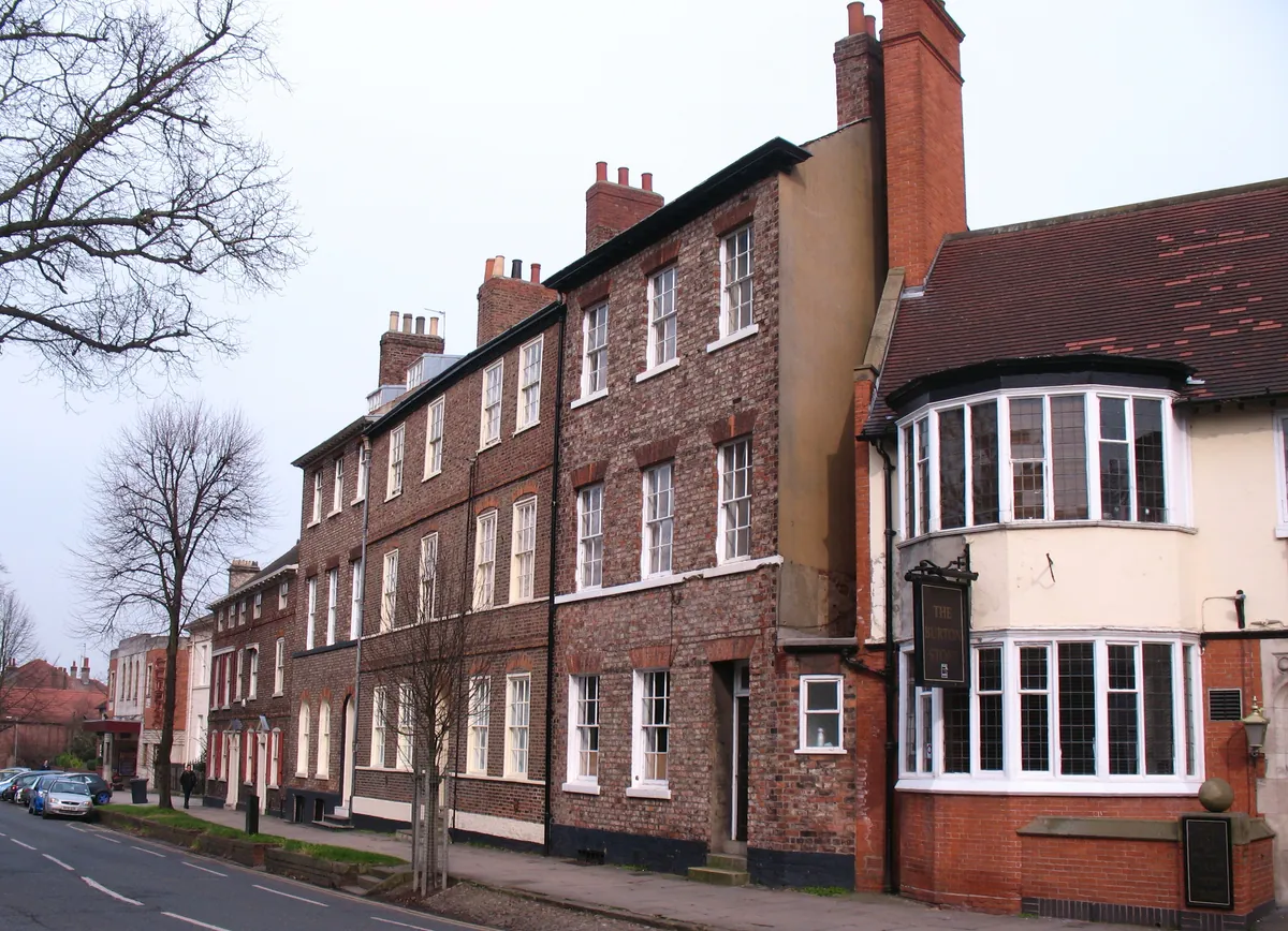 Tall Georgian brick houses along Clifton in York